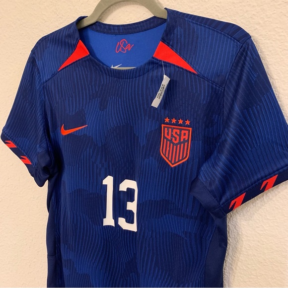 Nike women’s large Alex Morgan USWNT USA soccer Jersey blue and red NWT - Picture 2 of 5